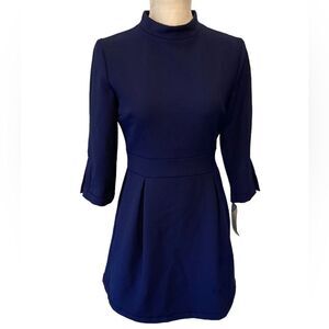 Nicole Miller Atelier - NWT Navy Blue Sheath Dress with Mock Neck